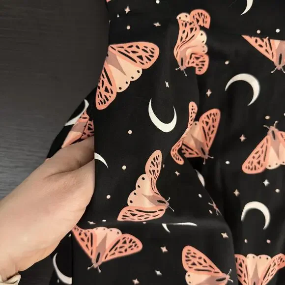 Eva Rose Dress Womens Medium Moth Celestial Fit Flare Sweetheart Y2K Rockabilly - Picture 10 of 11